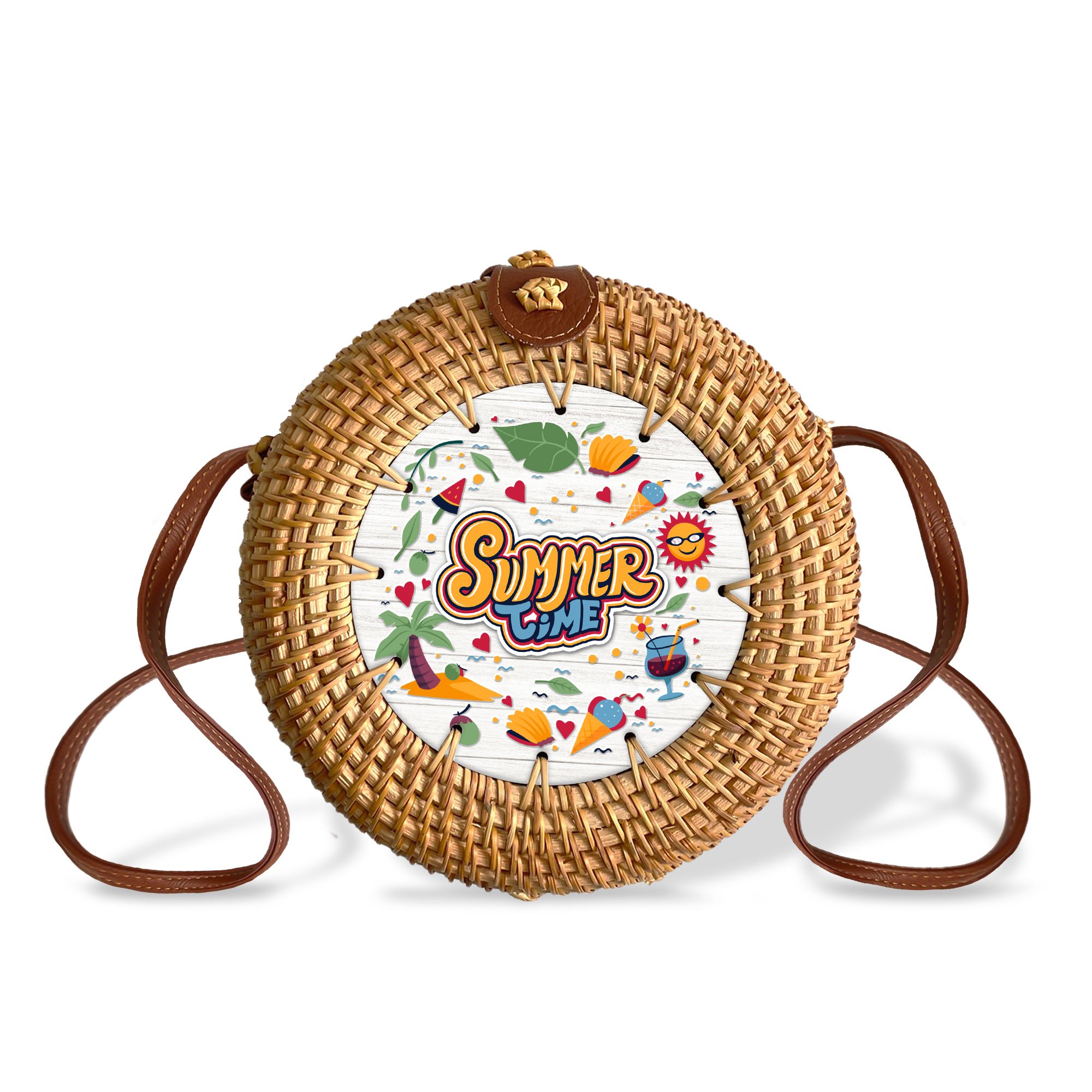 Small Round Rattan Bag