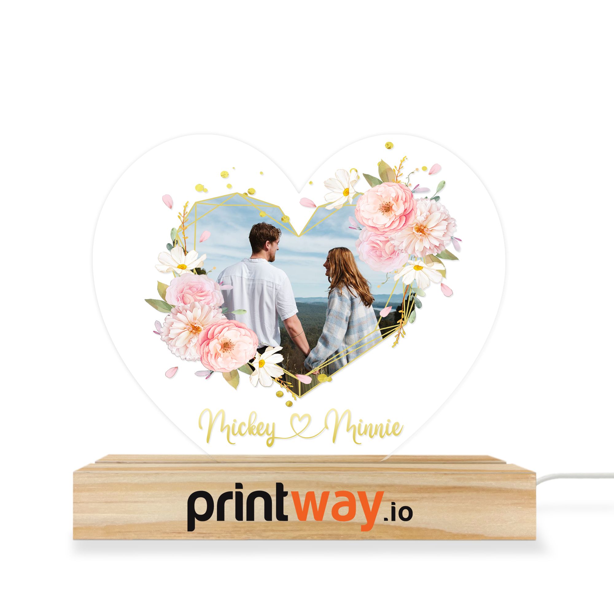 Custom 3D Led Light Pine Wooden Base