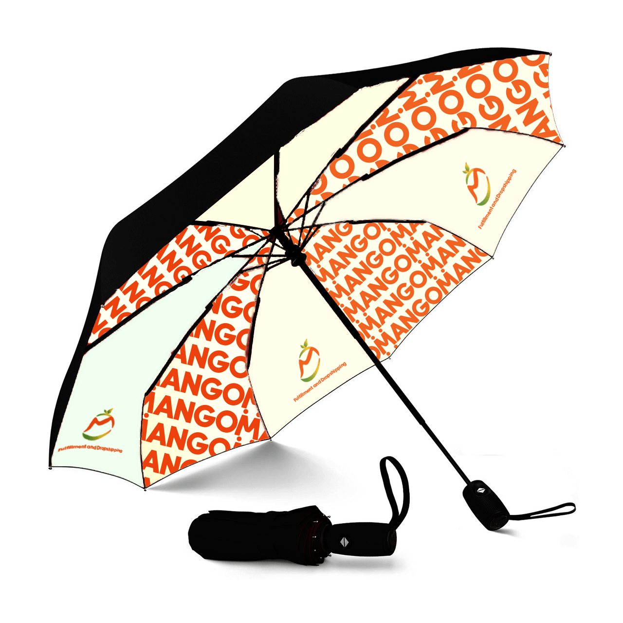 Inner printed Black Tape Manual Umbrella
